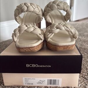 BCBGeneration Women's Tan Braided Wedges